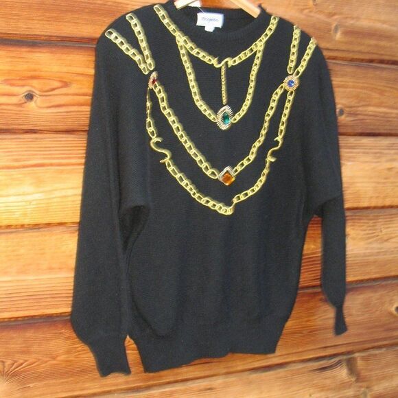 NWT Vintage 80's Black Wool Angora Sweater - Picture 2 of 7